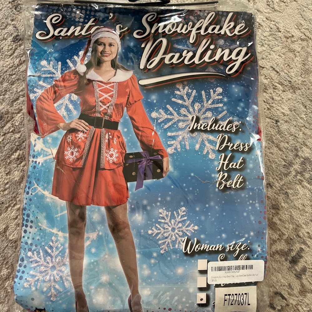 Adult Women Christmas Dress Mrs Santa Claus Snowflake Red Fancy Large Halloween